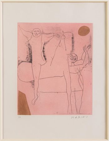 Marino Marini (Pistoia 1901 - Viareggio 1980), "Giocolieri", tav. VIII da "Tout près de Marino", 1971.