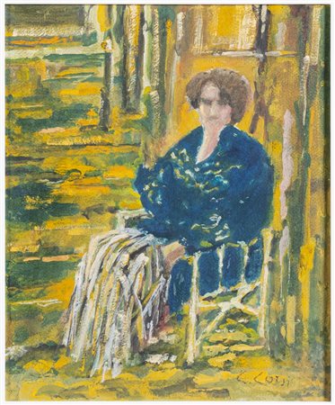 Carlo Corsi (Nizza 1879 - Bologna 1966),  "Donna in giardino".