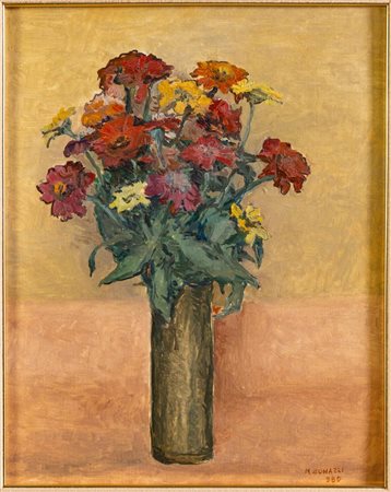 Mario Bonazzi (Bologna 1911 - 1994), "Vaso di fiori", 1980.