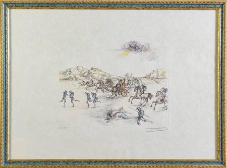 Salvador Dalí (Figueres 1904 - 1989), "Scena di battaglia".