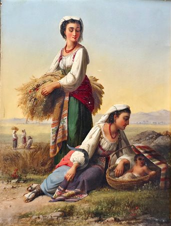 Campagna romana con popolane