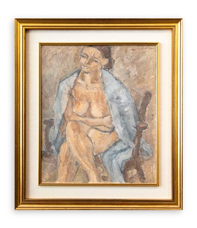 CRISTOFORO DE AMICIS (1902-1987) - Nudo col manto azzurro, 1971