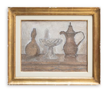 CRISTOFORO DE AMICIS (1902-1987) - N. morta in grigio, 1977