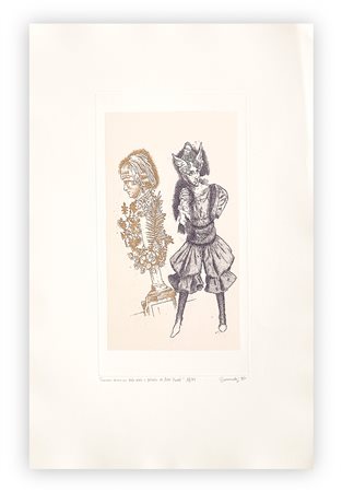 GIUSEPPE GUERRESCHI (1929-1985) - Giovane donna con testa alata e ritratto di Mrs Füssli, 1981
