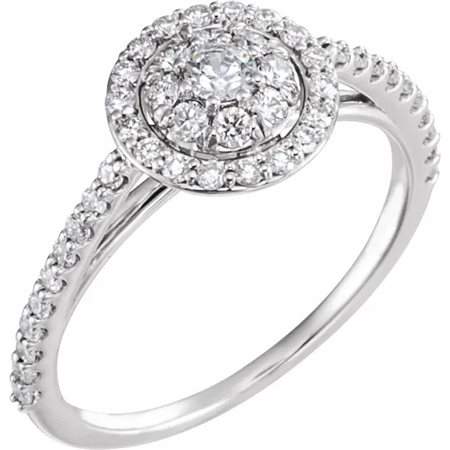 ANELLO IN ORO BIANCO 14 CON PAVE DI BRILLANTI LAB GROWN PER 0,75 CT TOTALI - 122023 14K LAB