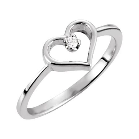ANELLO A FORMA DI CUORE CON DIAMANTE NATURLAE - 60358 14K NAT