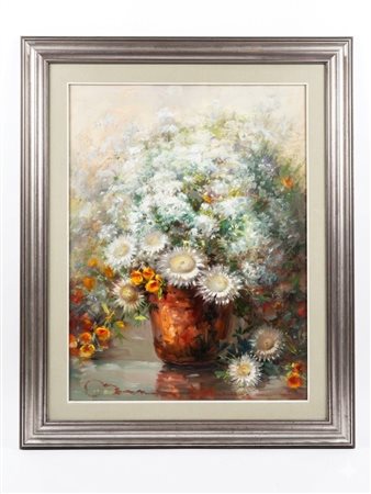 Maurice Helman Dipinto olio su tela raffigurante Natura Morta Floreale Impressionista, Olio su Tela, cm 70x50 