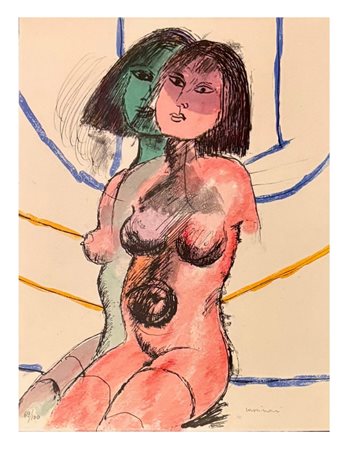 Bruno Cassinari - Senza titolo - Litografia a colori su carta - 1970 circa