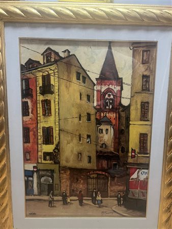 Gianfrancesco Gonzaga, Paesaggio Urbano, Grafica Originale su Tela, Edizione 124/250, 2004