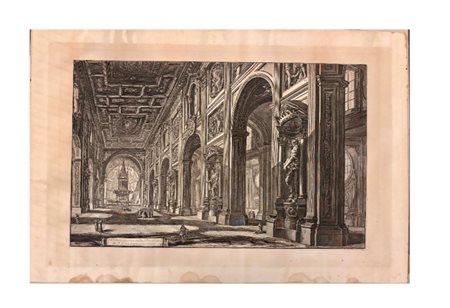 Luigi Rossini (1790-1857) – "Veduta interna della Basilica di San Giovanni in Laterano" – 1830 circa