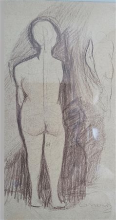 Attilio Carreri (italiano, 1924-1996). Studio figurativo raffigurante un nudo femminile