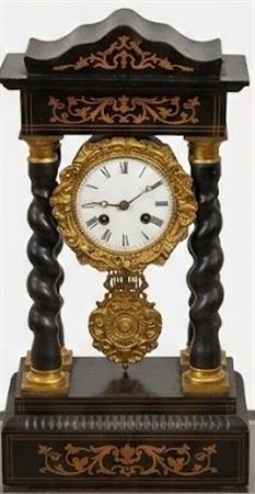 Orologio a portico francese del XIX secolo Napoleone III in legno ebanizzato e intarsiato