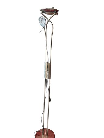 Lampada da terra torchiere in metallo con finitura satinata e luce da lettura