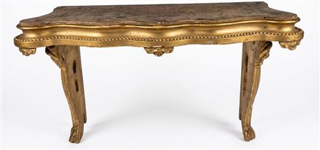 Mensola in legno intagliato e dorato in stile Barocco italiano cm 52x54