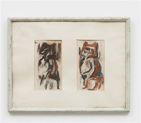 Scuola europea, XX secolo, Due studi figurativi espressionisti, tecnica mista su carta 60x40