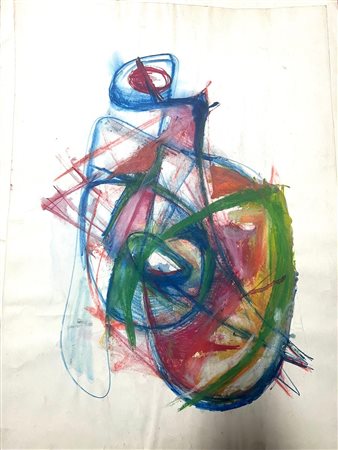 Lotto composto da sei opere eseguite in tecnica mista su carta vellum color crema, realizzate tramite l'impiego di tempera, pastello a olio e inchiostro