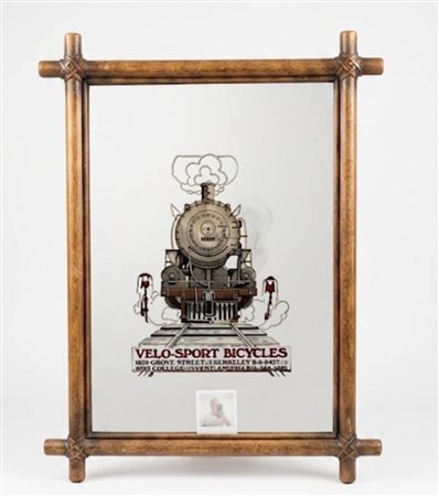 Specchio pubblicitario vintage Velo-Sport Bicycles David Lance Goines
