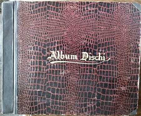 Album porta dischi vintage con rivestimento a trama di coccodrillo e iscrizione dorata Album Dischi