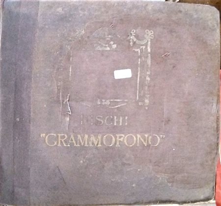 Loto di dischi a 78 giri in gommalacca e album contenitore vintage marchiato Grammofono