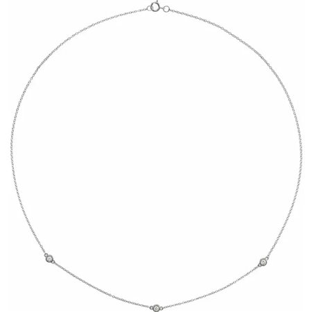COLLANA IN ORO BIANCO 14K CON 3 DIAMANTI NATURALI - 68577