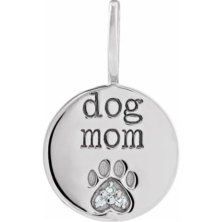 CHARM A FORMA DI IMPRONTA DI ZAMPA DI CANE IN ORO BIANCO 14K, CON DIAMANTE - 88110_B