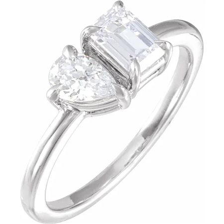 ANELLO A DUE PIETRE IN ORO BIANCO 14 K CON DIAMANTE LAB GROWN DA 1 CARATO. - 688914