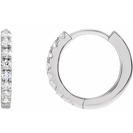 ORECCHINI A CERCHIO DA 12 MM IN ORO BIANCO 14K CON DIAMANTE LAB GROWN DA 0,20 CT. - 653726