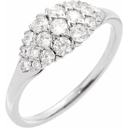 ANELLO CON GRAPPOLO DI DIAMANTI NATURALI DA 0,5 K IN ORO BIANCO 14 K. - 688947