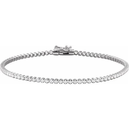 BRACCIALE TENNIS LEGGERO DA 18 CM IN ORO BIANCO 14K CON DIAMANTE LAB GROWN DA 1 CT - BRC912