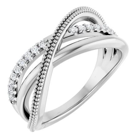 ANELLO INCROCIATO IN ORO BIANCO 14 K CON DIAMANTI NATURALI DA 0,20 CT. - 123968
