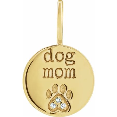 CHARM A FORMA DI IMPRONTA DI ZAMPA DI CANE IN ORO GIALLO 14K CON DIAMANTE - 88110_G