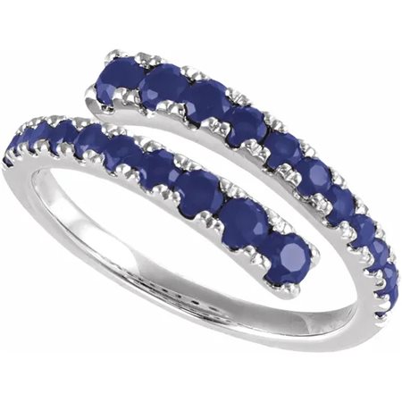ANELLO BYPASS IN ORO BIANCO 14 K CON ZAFFIRO BLU LAB GROWN - 689695 zaff lab