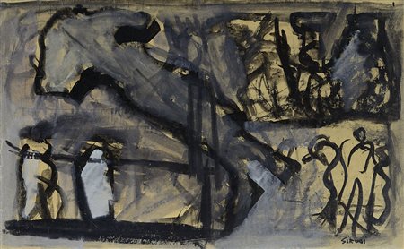 SIRONI MARIO Sassari 12/05/1885 - Milano 05/08/1961Studio per "L'Italia tra...