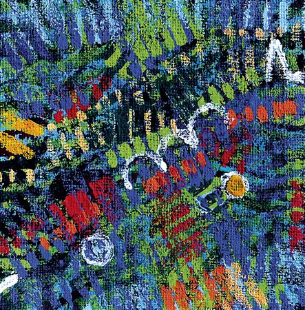 KIARIS GIORGIO 1968Transito di un sogno, 2012tempera su juta cm 25x25, firma,...