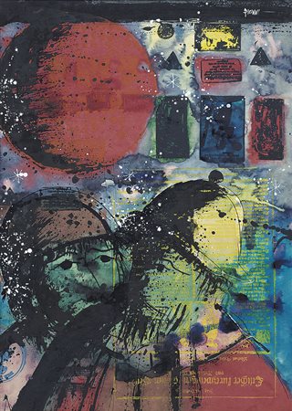 PICINNI GENNARO Bari 1933Senza titolotecnica mista su carta applicata su tela...