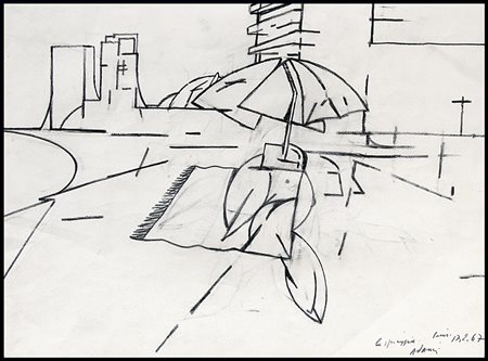 ADAMI VALERIO Bologna 17/03/1935La spiaggia, 1967matita su carta cm 33x44,...