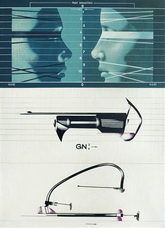 SARRI SERGIO Torino 07/04/1938Negativo-positivo attrezzi GN 3/4, 1974acrilici...