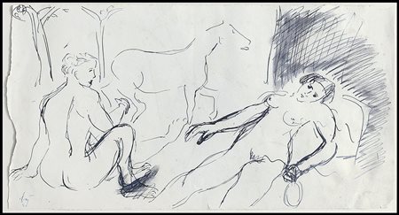 BAJ ENRICO Milano 31/10/1924 - Vergiate 16/06/2003Senza titolo, 1950china su...