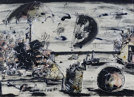 PICINNI GENNARO Bari 1933Senza titolo, 1957tecnica mista su carta intelata cm...