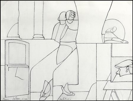 ADAMI VALERIO Bologna 17/03/1935Cantatrice, 1974matita su carta cm 36x48,...