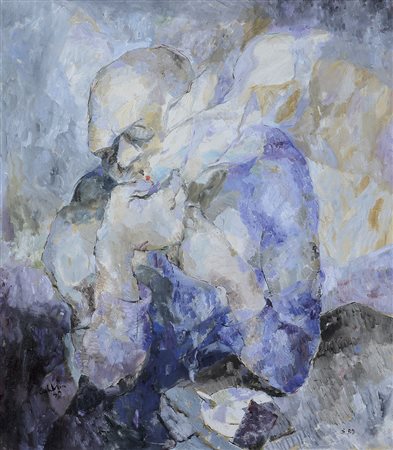 CALABRIA ENNIO Tripoli (Libia) 07/03/1937Fumatore, 1959olio su tela cm 91x81,...