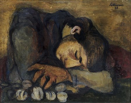 SANTOMASO GIUSEPPE Venezia 26/09/1907 - 24/05/1990Donna con agli, 1945olio su...