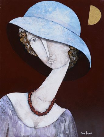 LANDI BRUNO Roma 23/03/1941La collana di corallo, 2011olio e sabbia su tela...