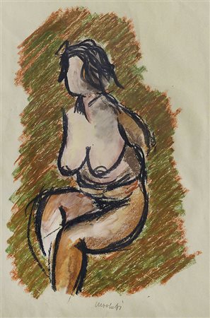 MORLOTTI ENNIO Lecco 21/09/1910 - Milano 15/12/1992Figura sedutapastelli su...