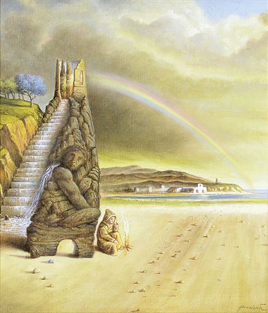 NUNZIANTE ANTONIO Napoli 1956La fonte, 2014olio su tela cm 35x30, firma in...