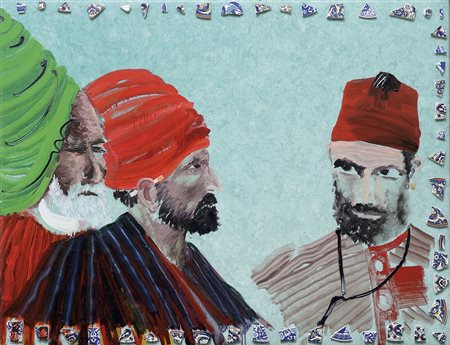 MONDINO ALDO Torino 04/10/1938 - 10/03/20053 mercanti di Iznik, 2003olio e...