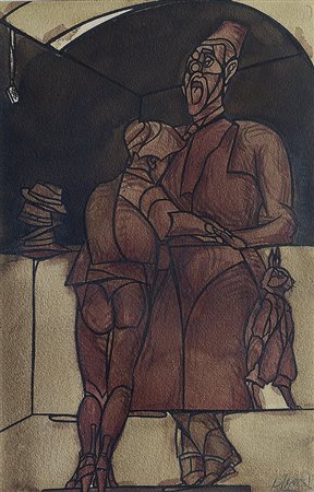 ADAMI VALERIO Bologna 17/03/1935Senza titolo tecnica mista su cartoncino cm...