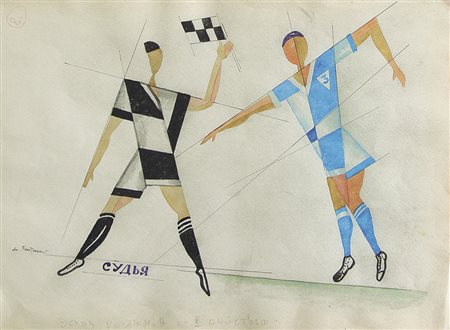 PETRITSKY ANATOLIJ 1895 - 1964Balletto football, 1929tecnica mista su cartone...