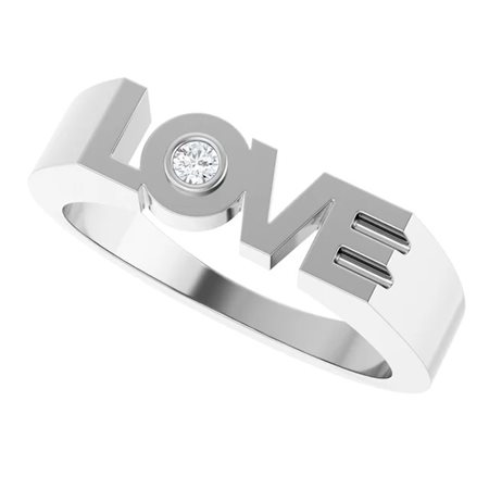 ANELLO LOVE IN ORO BIANCO 14K CON DIAMANTE NATURALE - 126339