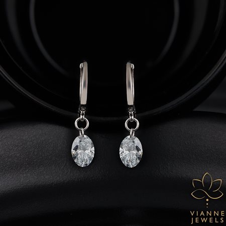ORECCHINI PENDENTI IN ORO BIANCO 14K CON DIAMANTI TAGLIO A CUORE PER 2,23 CT - VDB-ER0045